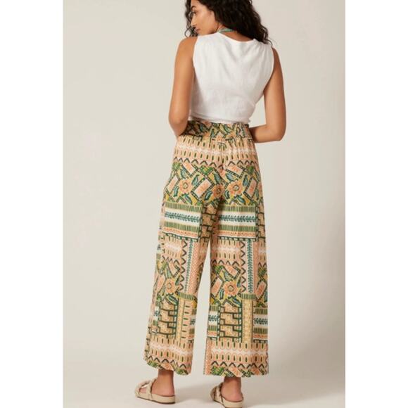 Bila 77 Wide Leg Studio Pants Women’s Size Small Warm Sands Allover Print - Picture 3 of 7